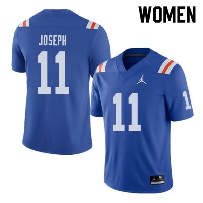 Women's Florida Gators #11 Vosean Joseph NCAA Jordan Brand Royal Throwback Alternate Authentic Stitched College Football Jersey CJD8762ZD